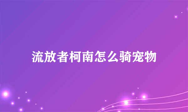 流放者柯南怎么骑宠物