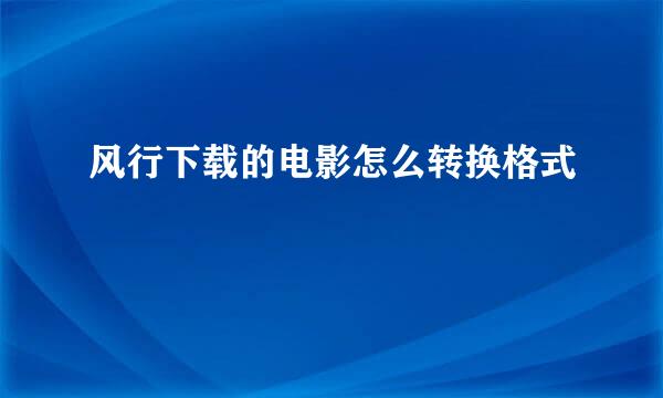 风行下载的电影怎么转换格式