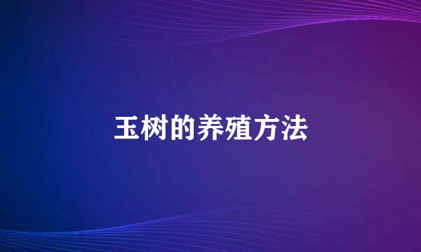 玉树的养殖方法