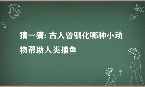猜一猜: 古人曾驯化哪种小动物帮助人类捕鱼
