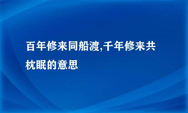 百年修来同船渡,千年修来共枕眠的意思