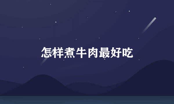 怎样煮牛肉最好吃