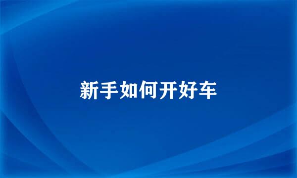 新手如何开好车