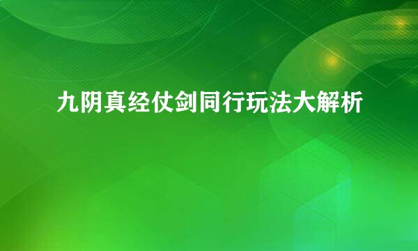 九阴真经仗剑同行玩法大解析