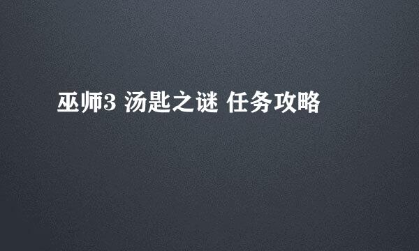 巫师3 汤匙之谜 任务攻略