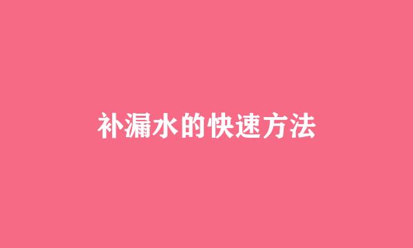 补漏水的快速方法
