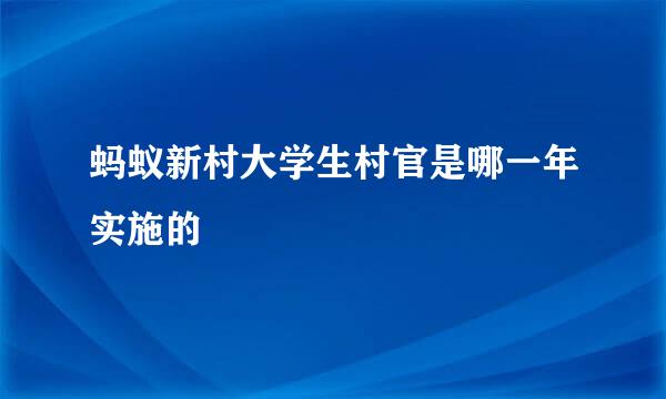 蚂蚁新村大学生村官是哪一年实施的