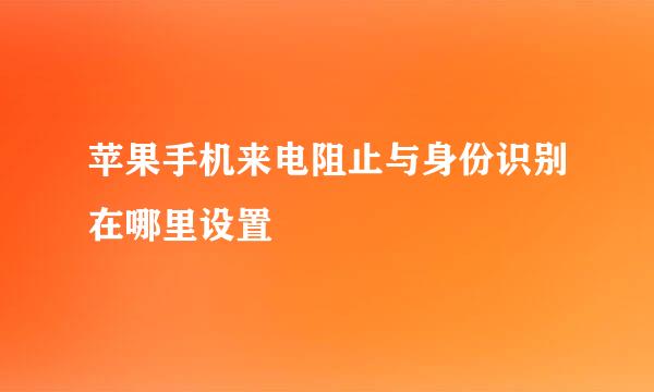 苹果手机来电阻止与身份识别在哪里设置