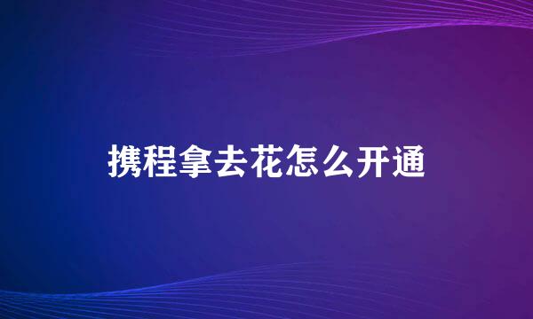 携程拿去花怎么开通