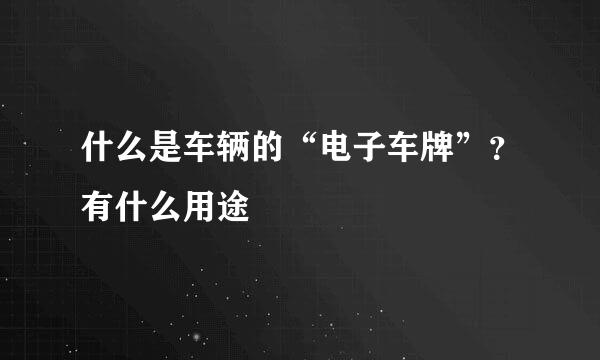 什么是车辆的“电子车牌”？有什么用途