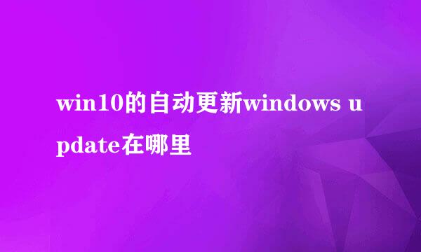win10的自动更新windows update在哪里