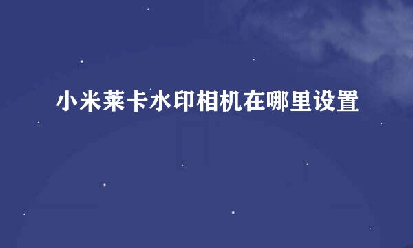 小米莱卡水印相机在哪里设置