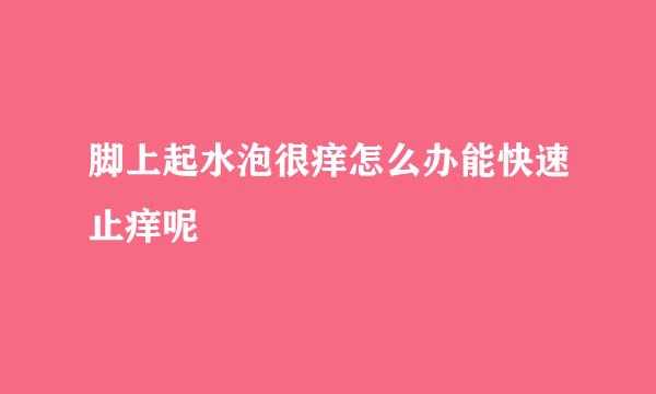 脚上起水泡很痒怎么办能快速止痒呢