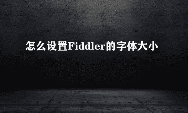 怎么设置Fiddler的字体大小