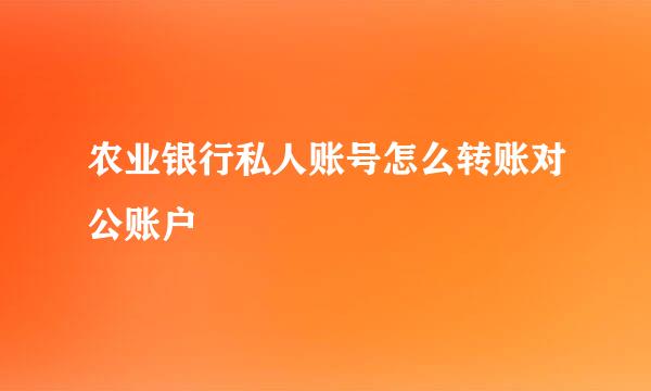 农业银行私人账号怎么转账对公账户
