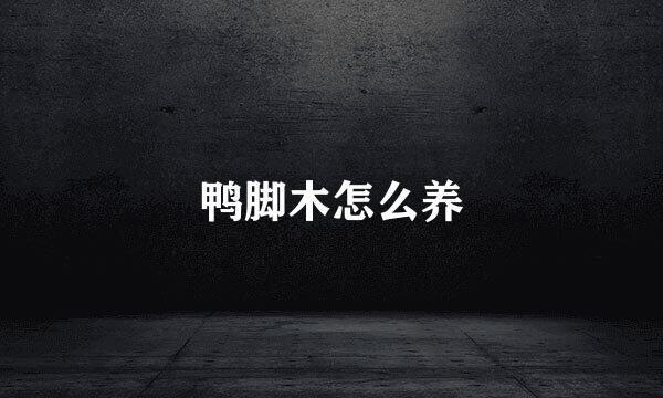 鸭脚木怎么养