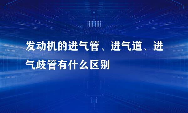发动机的进气管、进气道、进气歧管有什么区别