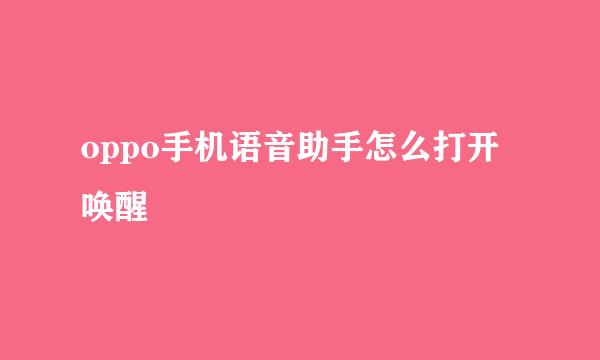 oppo手机语音助手怎么打开唤醒