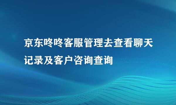京东咚咚客服管理去查看聊天记录及客户咨询查询