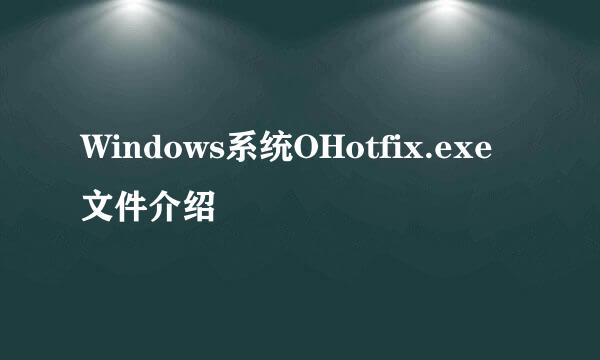 Windows系统OHotfix.exe文件介绍