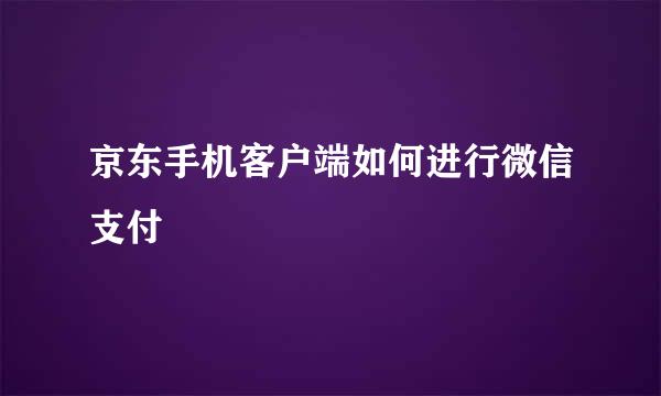 京东手机客户端如何进行微信支付