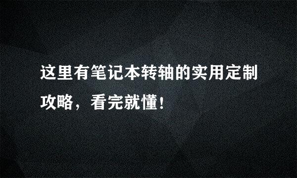 这里有笔记本转轴的实用定制攻略，看完就懂！