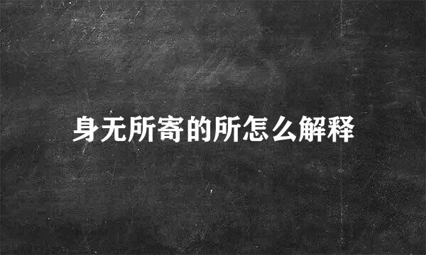 身无所寄的所怎么解释