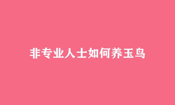 非专业人士如何养玉鸟