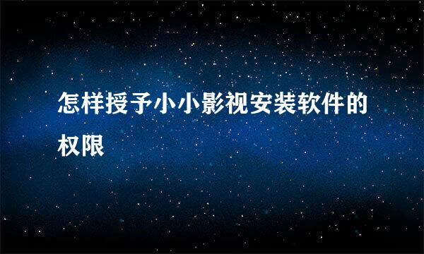 怎样授予小小影视安装软件的权限