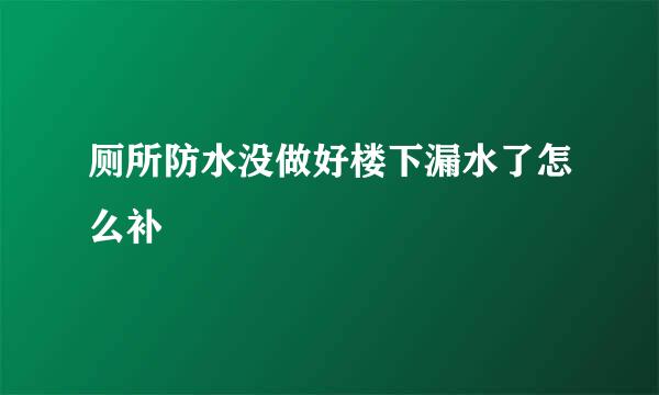 厕所防水没做好楼下漏水了怎么补