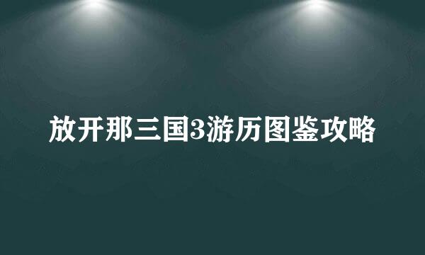 放开那三国3游历图鉴攻略