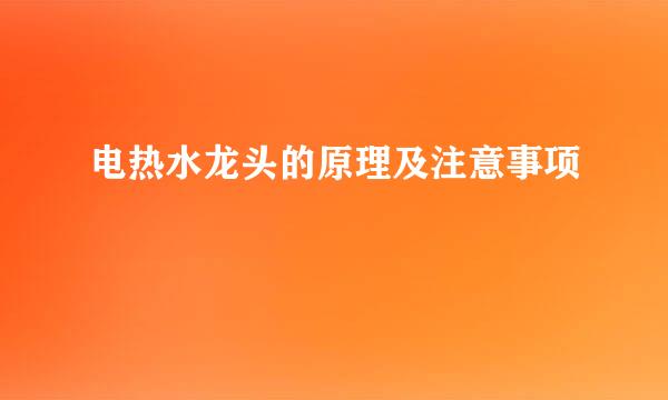 电热水龙头的原理及注意事项