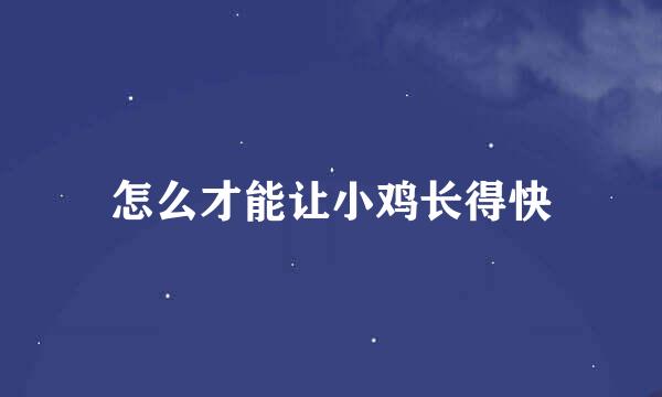 怎么才能让小鸡长得快