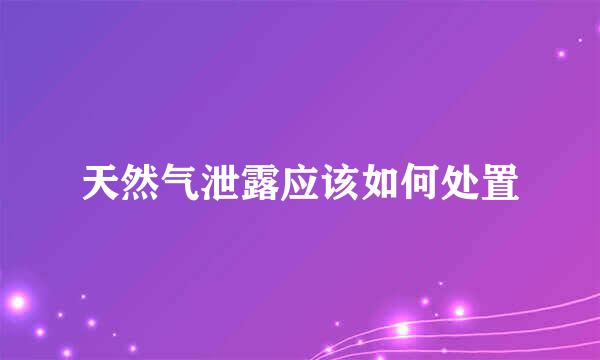 天然气泄露应该如何处置