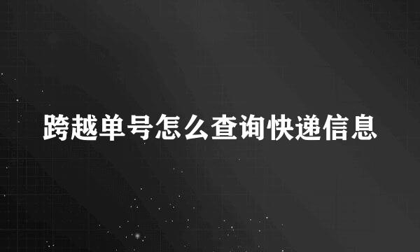 跨越单号怎么查询快递信息