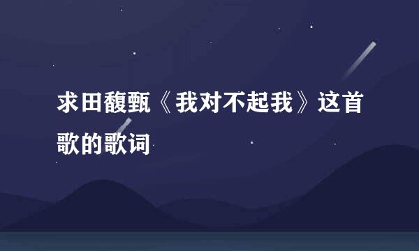 求田馥甄《我对不起我》这首歌的歌词