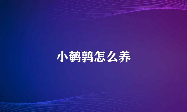 小鹌鹑怎么养