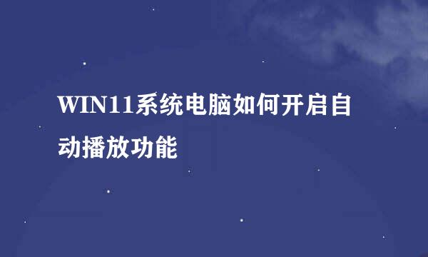 WIN11系统电脑如何开启自动播放功能