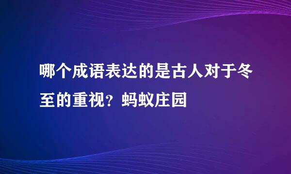 哪个成语表达的是古人对于冬至的重视？蚂蚁庄园