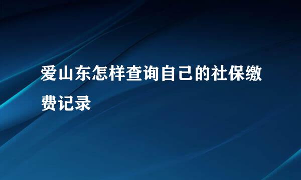 爱山东怎样查询自己的社保缴费记录