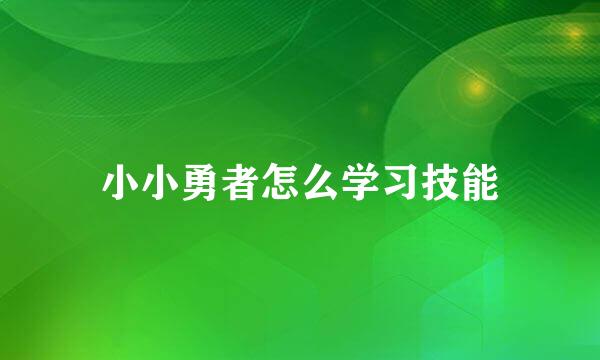小小勇者怎么学习技能