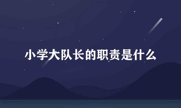 小学大队长的职责是什么