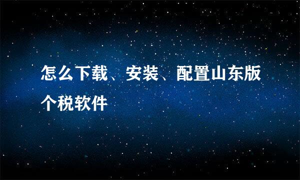 怎么下载、安装、配置山东版个税软件