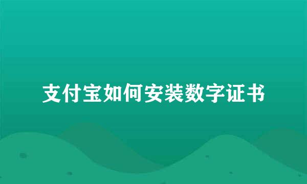 支付宝如何安装数字证书