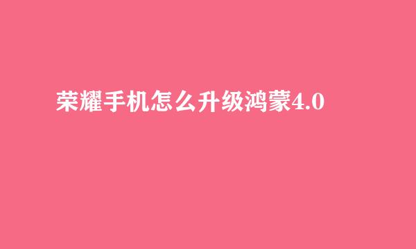 荣耀手机怎么升级鸿蒙4.0