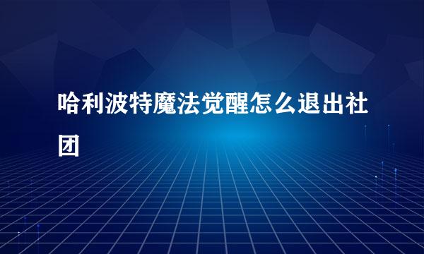 哈利波特魔法觉醒怎么退出社团