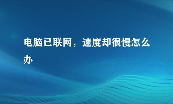 电脑已联网，速度却很慢怎么办