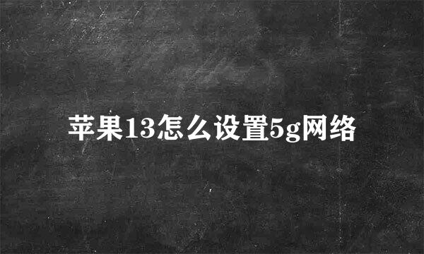 苹果13怎么设置5g网络