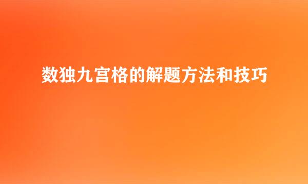 数独九宫格的解题方法和技巧