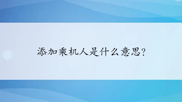 添加乘机人是什么意思?